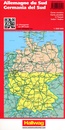 Wegenkaart - landkaart Duitsland zuid - Deutschland sud | Hallwag