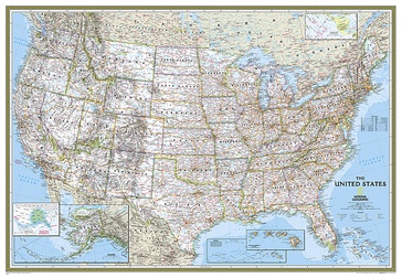 Wandkaart USA - Verenigde Staten Political, 178 x 124 cm | National Geographic