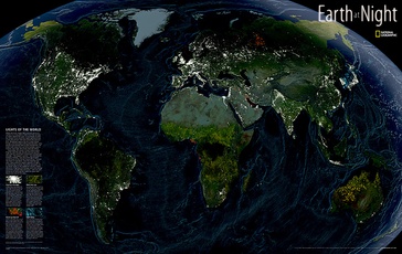 Wereldkaart 20306 Aarde bij nacht  | 89 x 57 cm | National Geographic