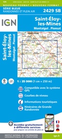 Wandelkaart - Topografische kaart 2429 SB - Serie Bleue Saint-Éloy-les-Mines | IGN - Institut Géographique National