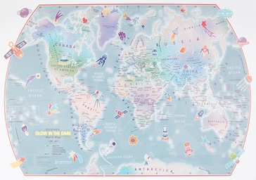 Kinderwereldkaart Children's world map glow in the dark | 85 x 60 cm | Maps International