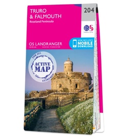 Wandelkaart - Topografische kaart 204 Landranger Active Truro / Falmouth / Roseland | Ordnance Survey