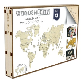 Wereldkaart van hout - Legpuzzel Wooden World Map Extra Large | Wooden City