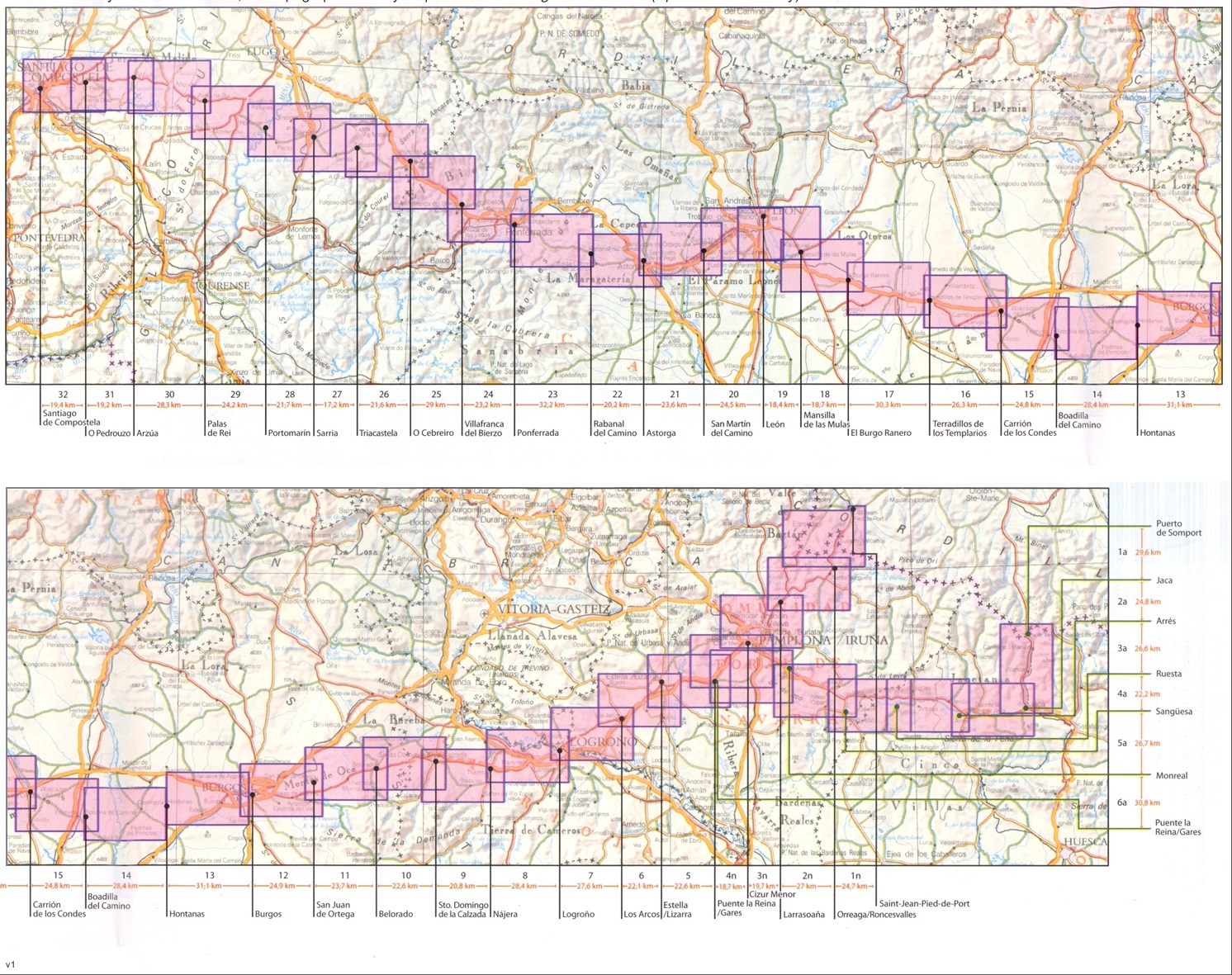 Overzicht Wandelkaarten Santiago de Compostella