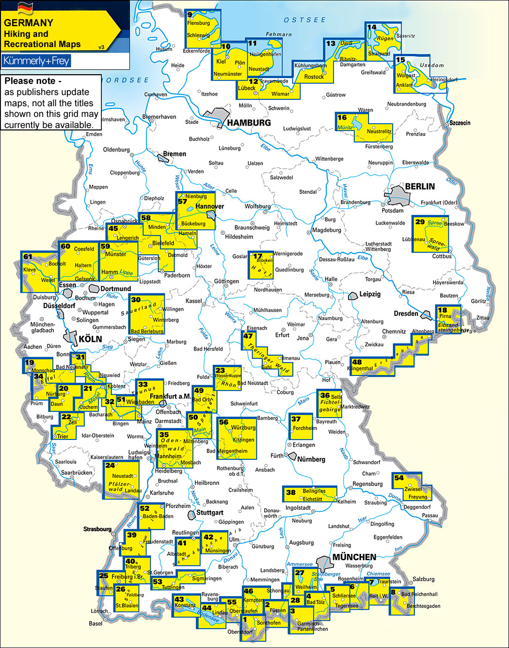 Overzicht Outdoorkarte Kummerly + Frey 1:35000 & 1:50.000