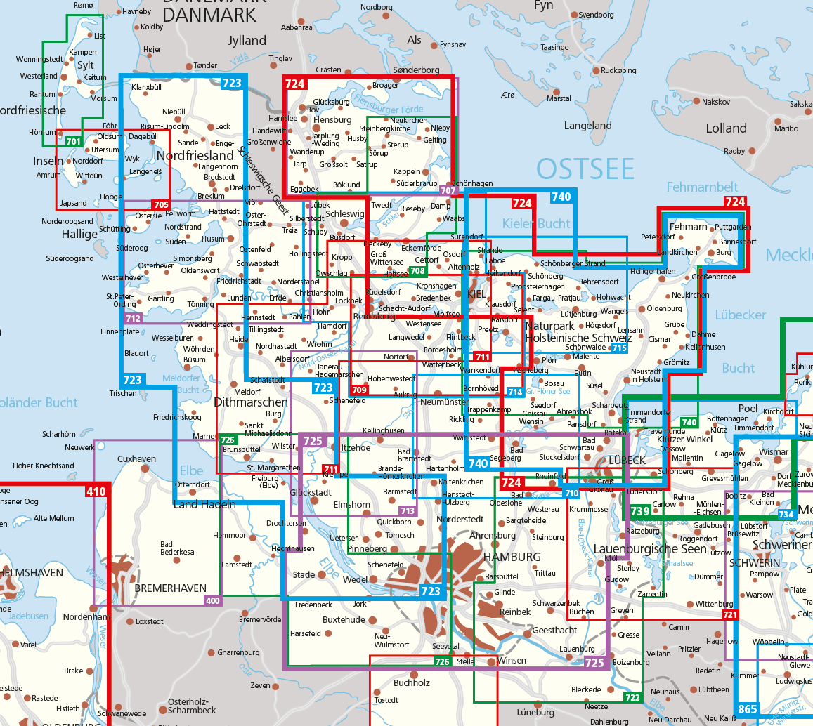 Overzicht Kompass wandelkaarten Sleeswijk-Holstein
