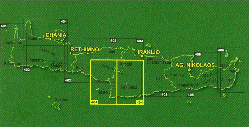 Overzicht wandelkaart Kreta 1:50.000