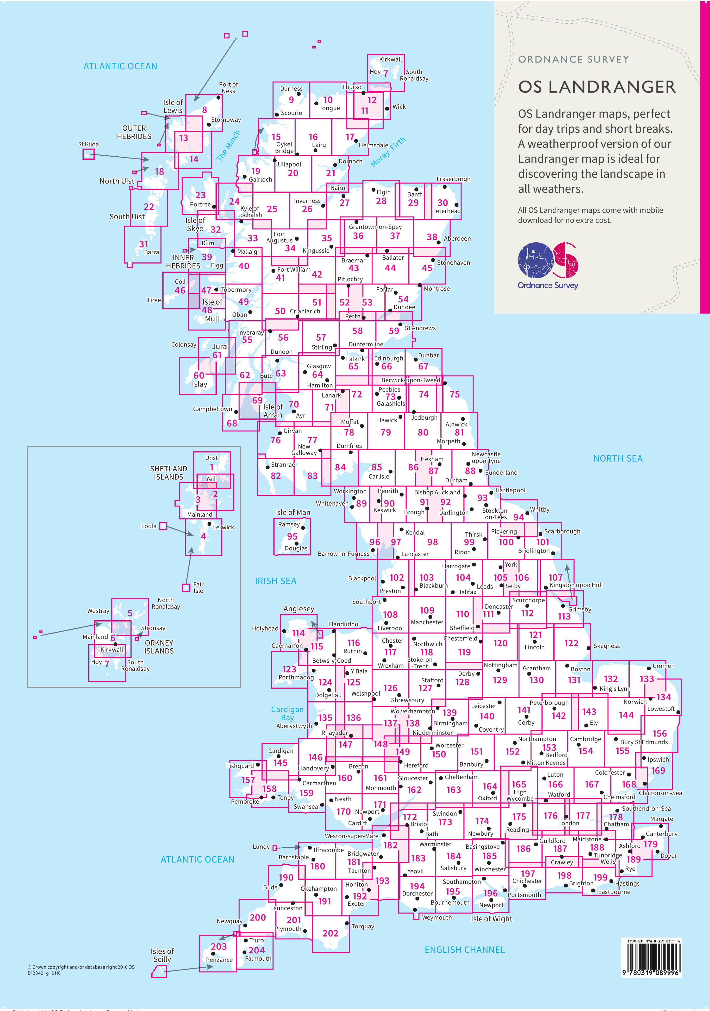 Overzicht Wandelkaarten 1:50.000 Ordnance Survey