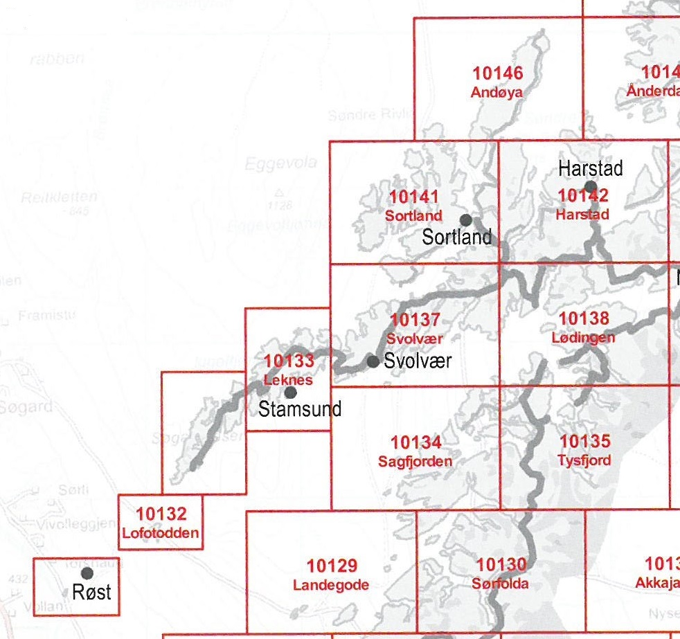 Overzicht wandelkaarten Noorwegen Lofoten en Vesteralen - 1:50.000 Norge Serien