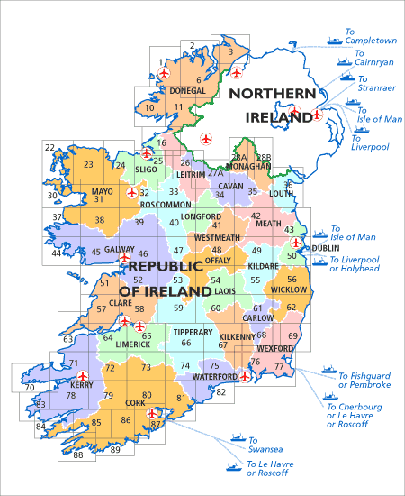 Overzicht OS wandelkaarten Ierland