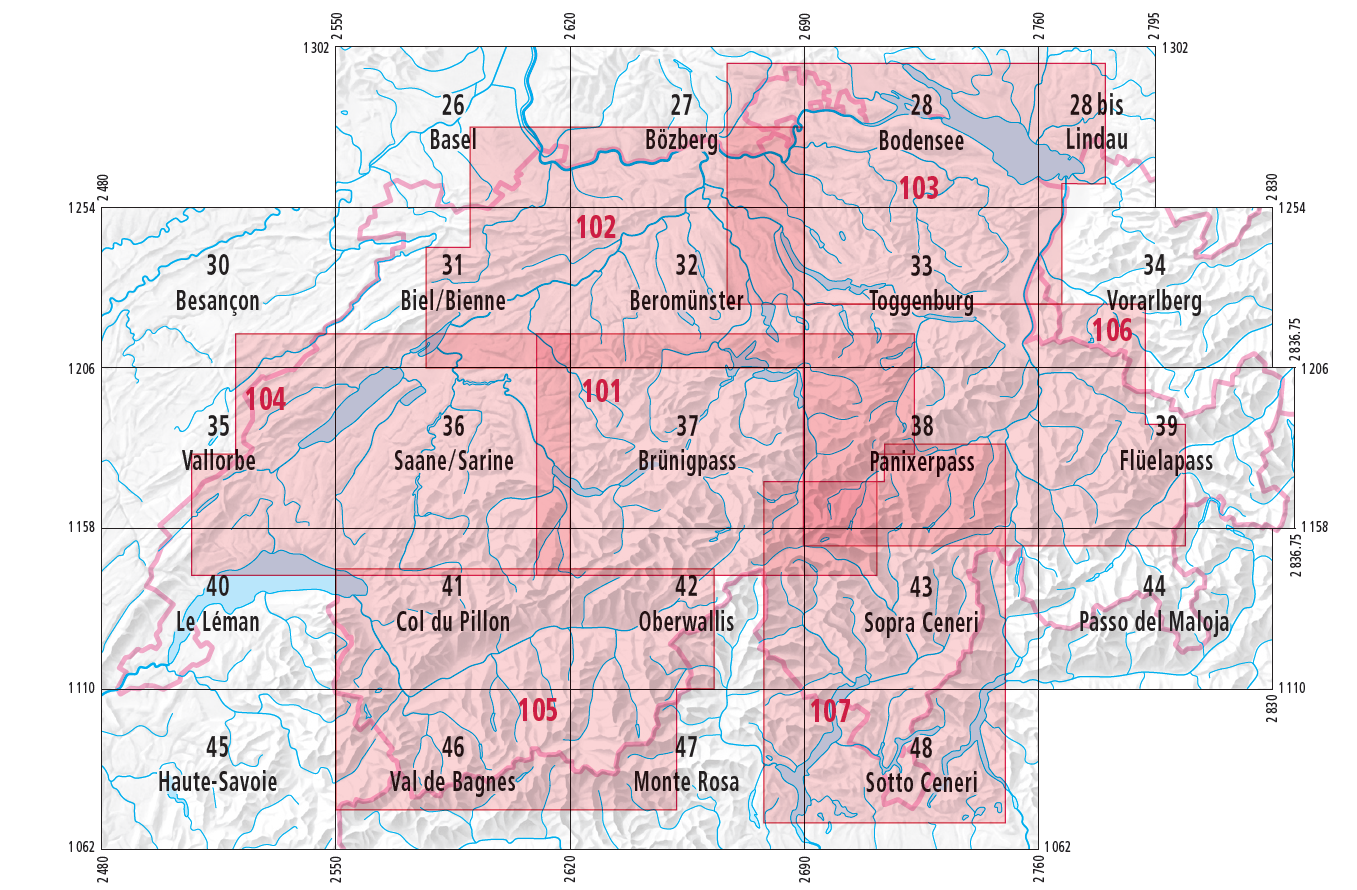 Topografische kaarten 100.000 Swisstopo Zwitserland