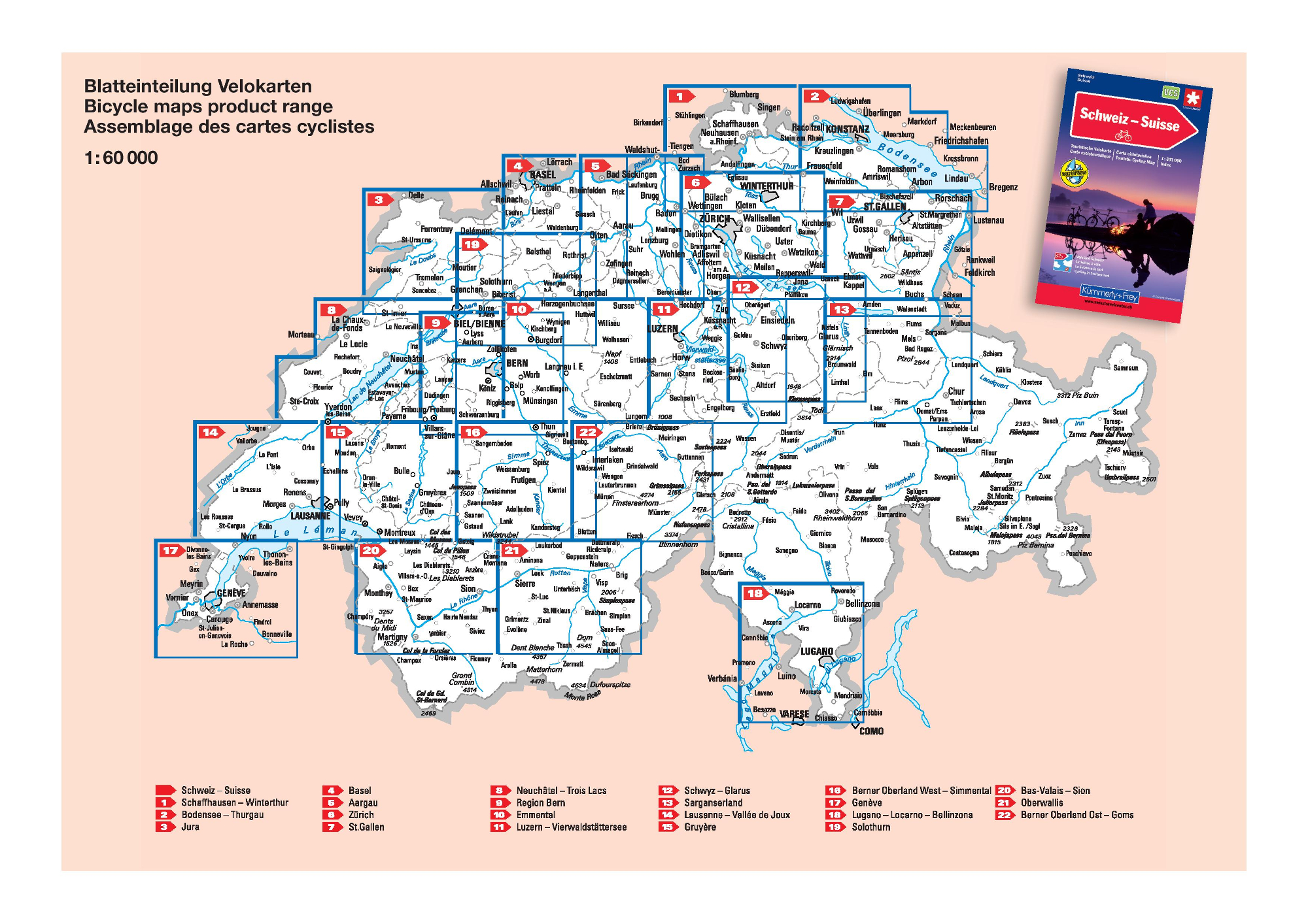 Overzicht Fietskaarten Zwitserland