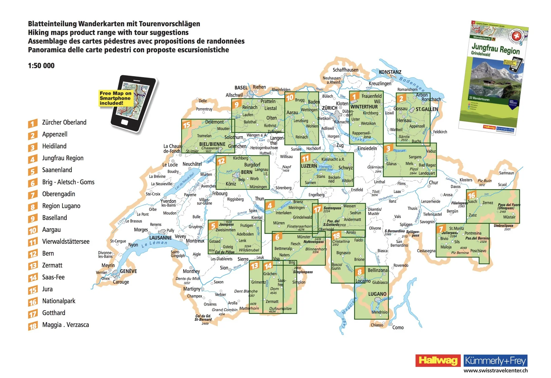 Wandelkaarten Hiking maps with tours 1:50.000