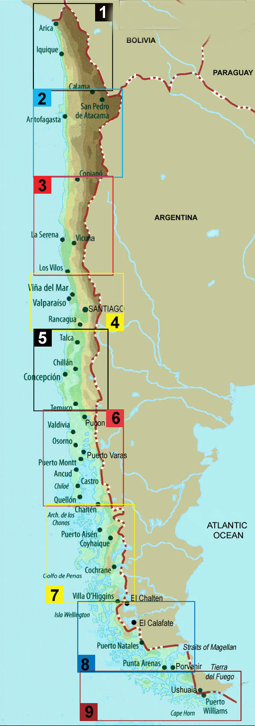 Overzicht wegenkaarten Mapa Turistica Chili - 1:400.000