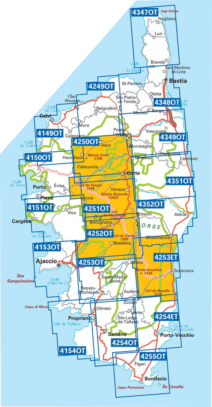 Topografische kaarten IGN 25.000 Corsica