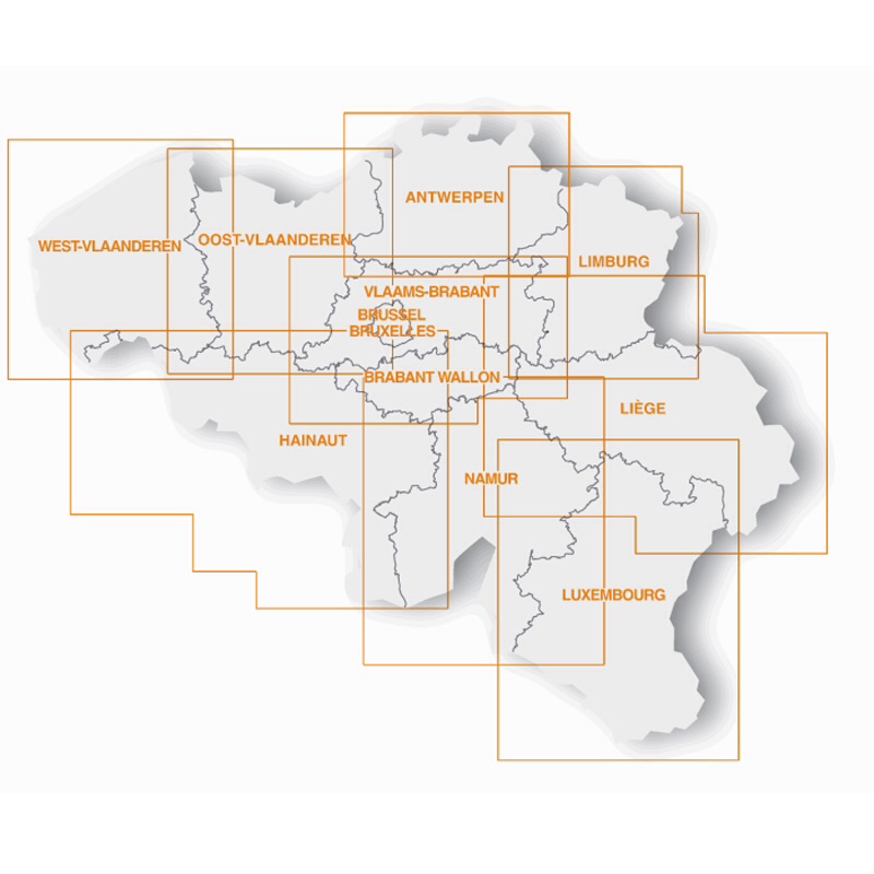 Overzicht topografische kaarten 1:100.000 Belgie