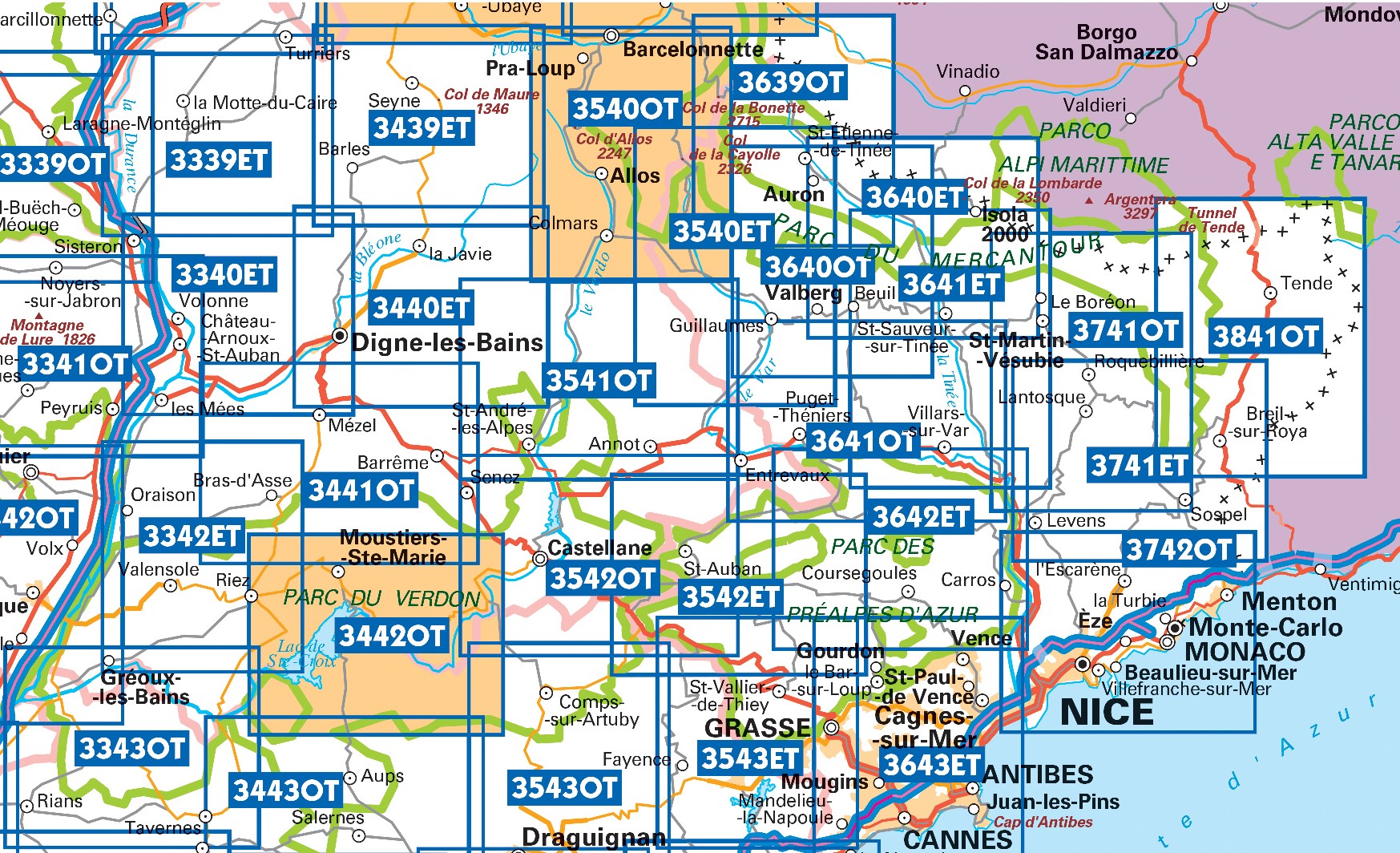 Topografische kaarten IGN 25.000 Mercantour - Noordelijke Provence