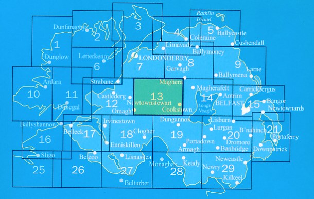 Overzicht Wandelkaarten Noord Ierland Ordnance Survey 1:50000