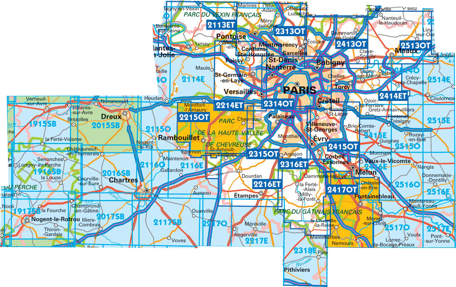 Wandelkaarten IGN 25.000 Parijs - Ile-de-France CENTRE: NOORDELIJK GEDEELTE