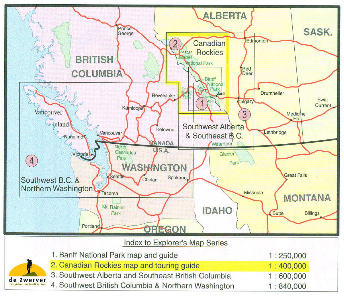 Overzicht Gemtrek wegenkaarten British Columbia