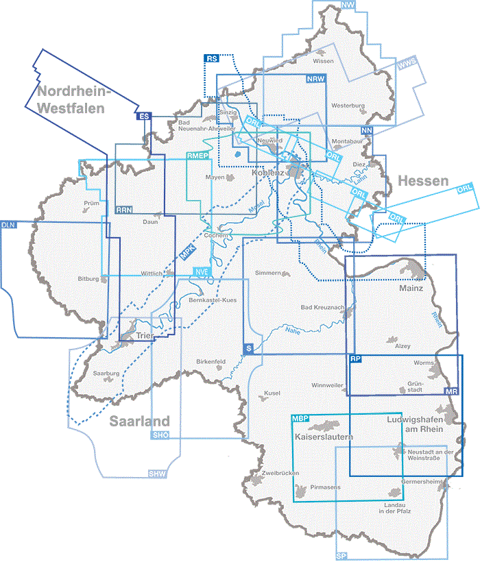 Overzicht wandelkaarten LVA Rheinland Pfalz 1:50.000