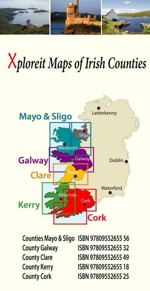 Overzicht Fietskaarten Ierland - xploreit maps 1:100.000